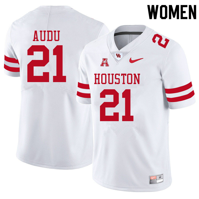 Women #21 Abdul-Lateef Audu Houston Cougars College Football Jerseys Sale-White - Click Image to Close